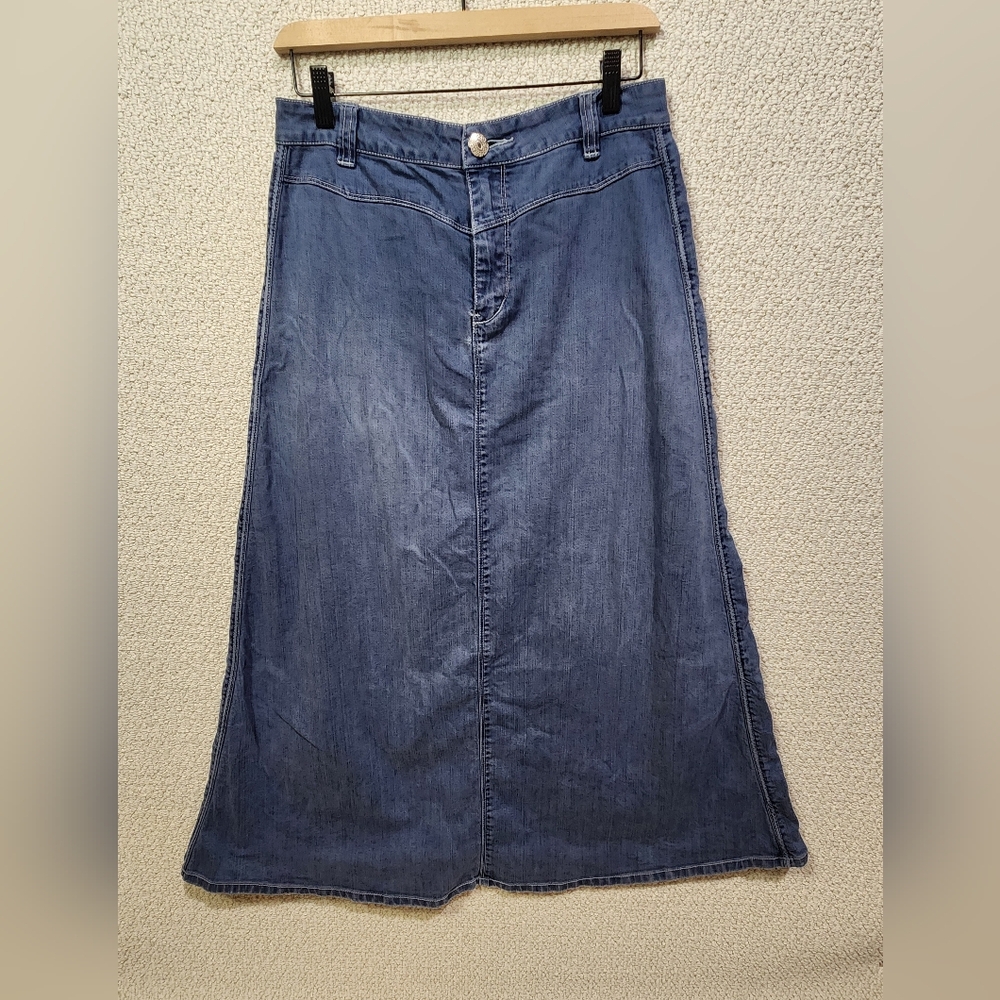 Style J Denim Maxi Skirt Women 30 Blue Western Boho Modest Long A-Line